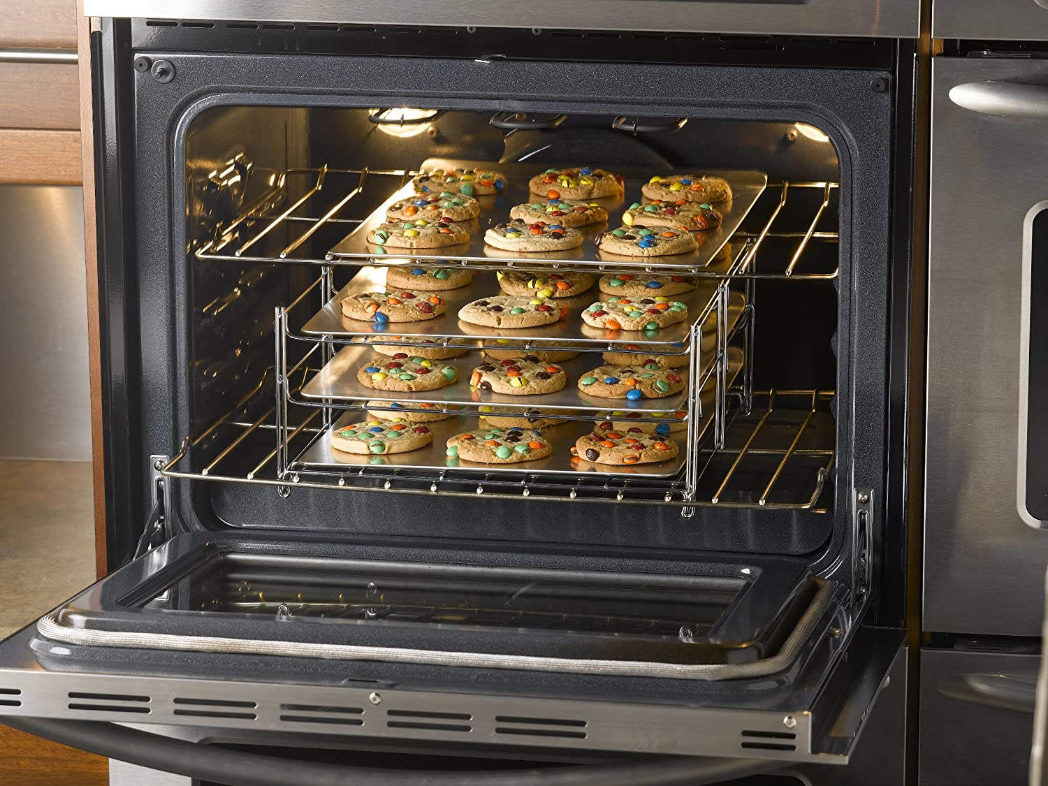 3 Tier Baking Rack with 3 Non Stick Cookie Sheets