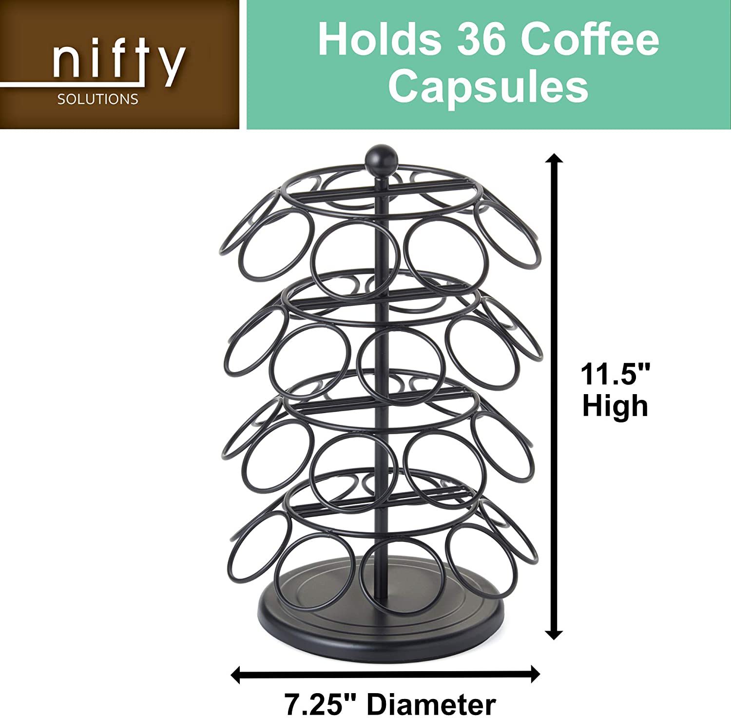Nifty Coffee Pod Carousel – Compatible with K-Cups, 35 Pod Pack Storage,  Spins 360-Degrees, Lazy Susan Platform, Home or Office Kitchen Counter