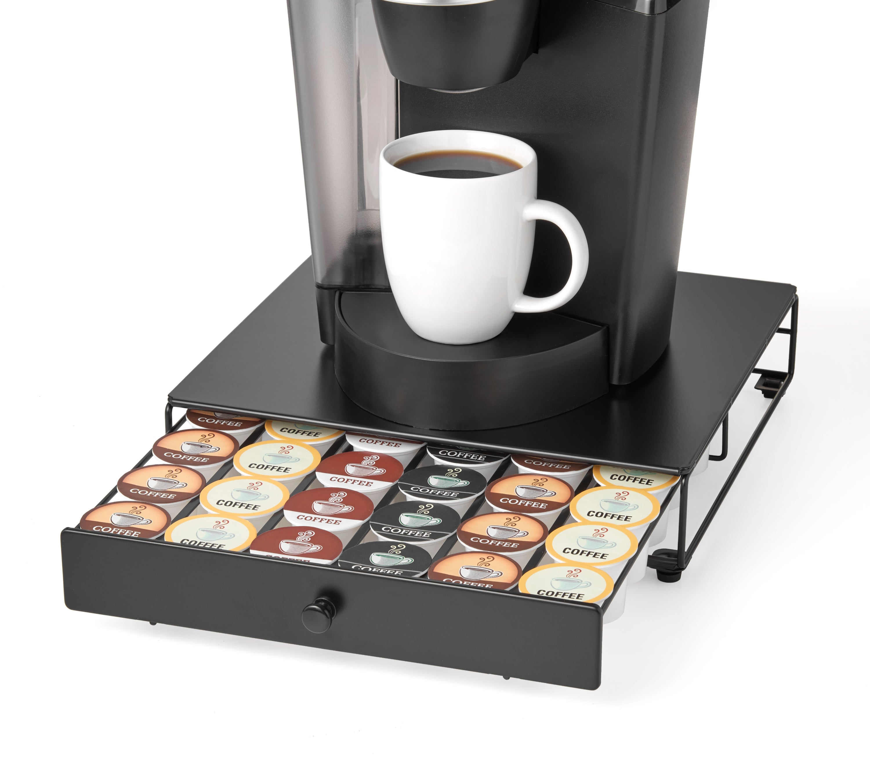 K Cup Holder and Coffee Pod Holder, K Cup Organizer, Large Capacity K Cup Holders, Coffee Pod Storage for Counter Kitchen Cafe Bar (Black)